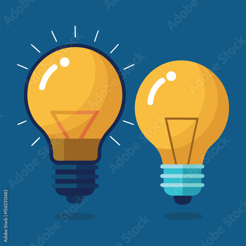 Dual Light Bulbs Showing Power and Rest States On and Off