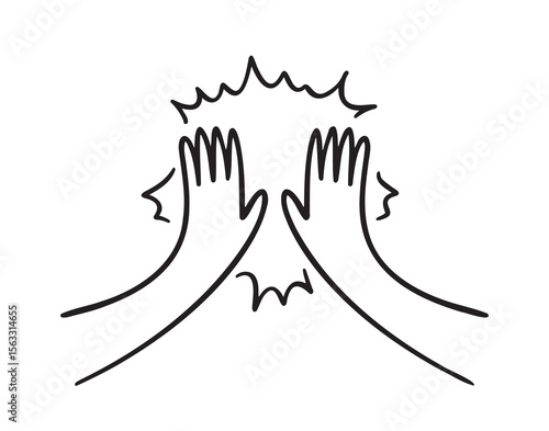 Hand drawn hands clapping high five gesture applause celebration greeting