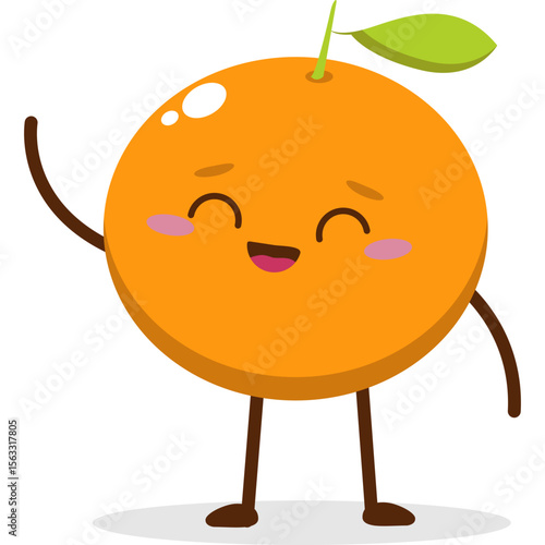 Cute orange character kawai vector for orange mascot. happy face, winking eye,. smile