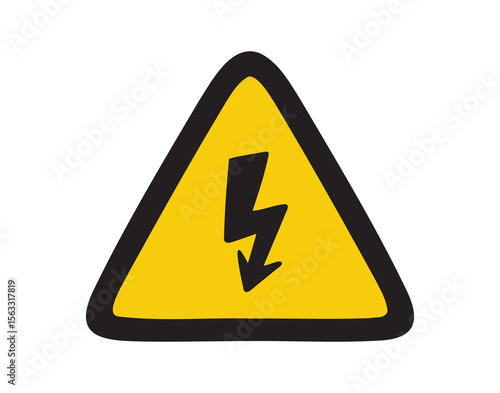 Free Download High voltage sign lightning. Alert, danger hazard caution electrical doodle hand drawn icon. colorful cartoon line drawing clipart symbol - GFXLoad