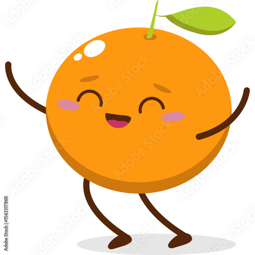 Cute orange character kawai vector for orange mascot. happy face, winking eye,. smile