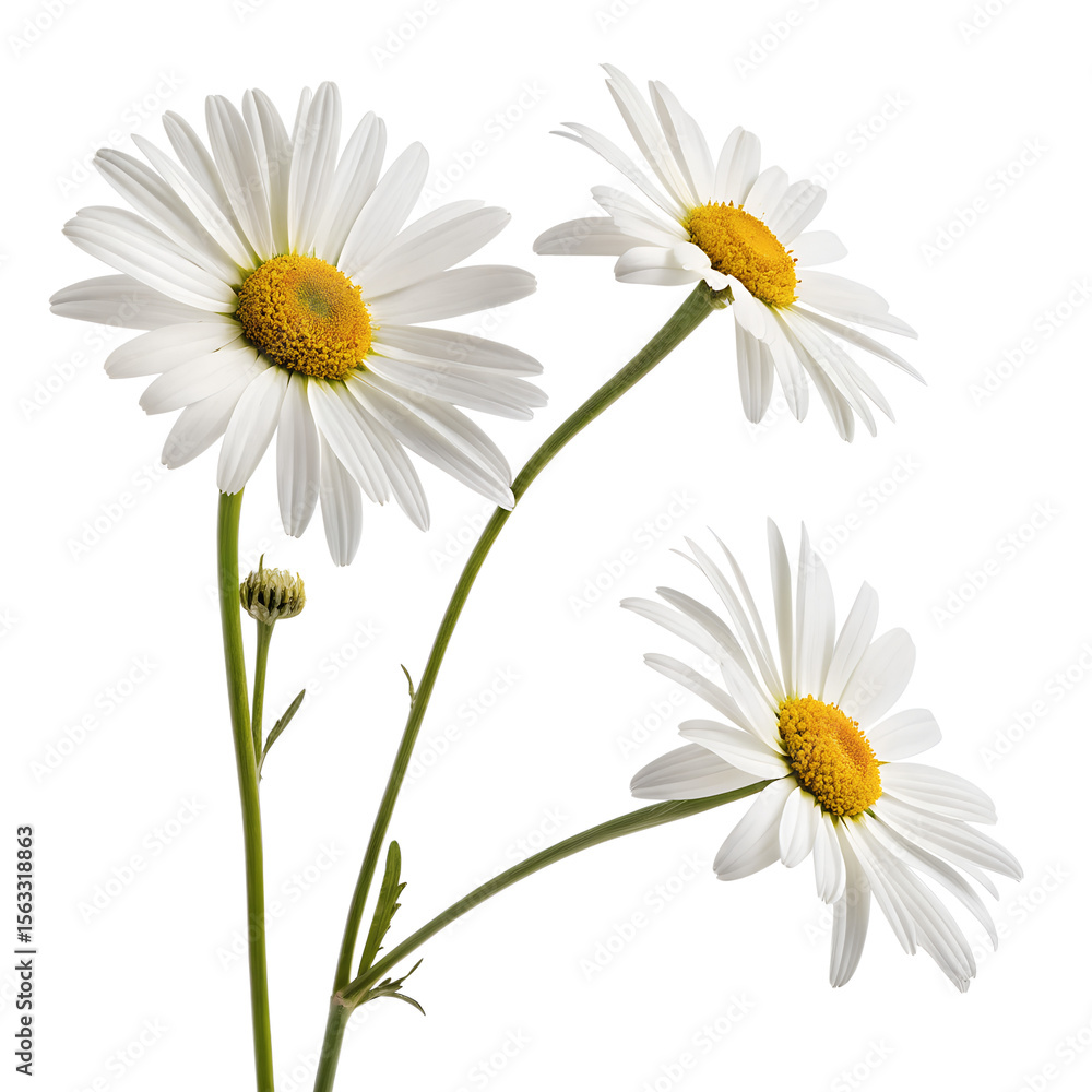 Fototapeta premium White chamomile flowers isolated on transparent background