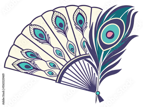 Elegant Fan Icon Made Of Colorful Peacock Feathers Centra SVG Design