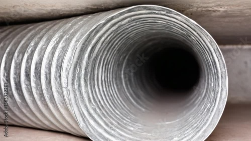 Abstract corrugated metal pipes creating repeating pattern and industrial feeling