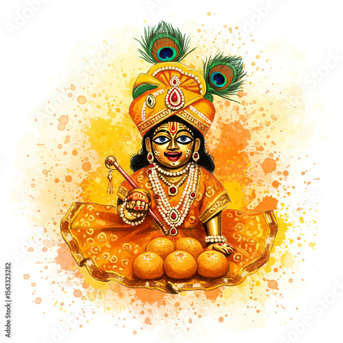 Bala Krishna with Ladoos an...