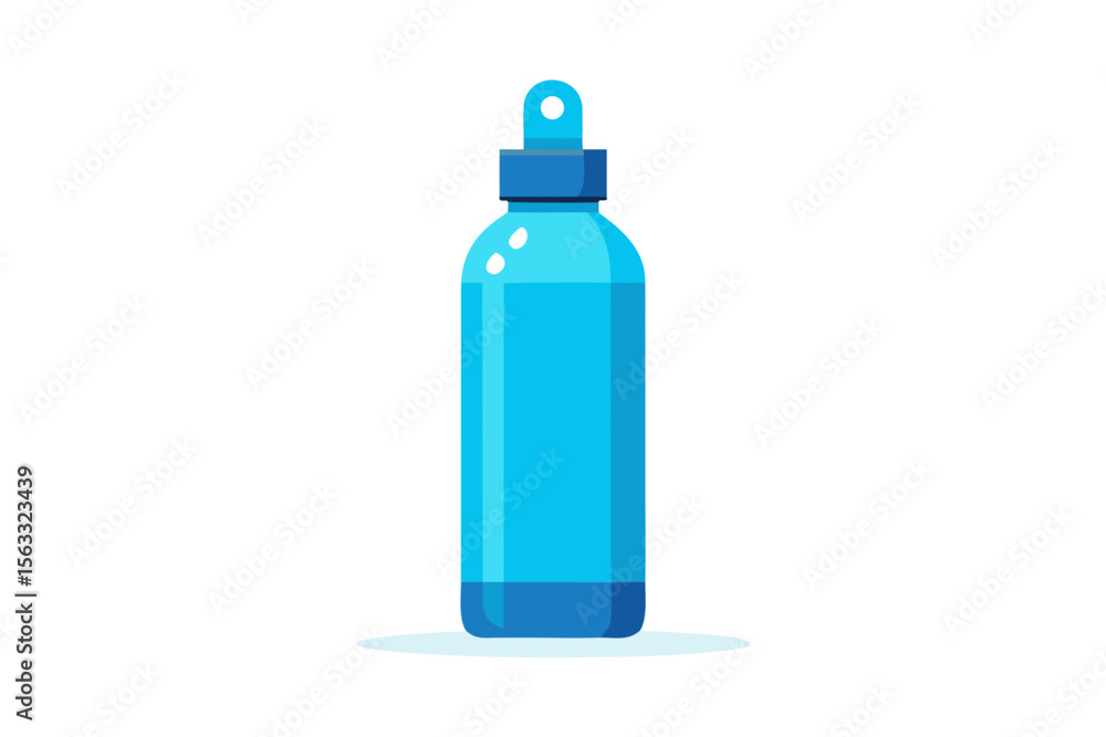 Simple flat design illustration of a blue dropper bottle Simple flat design illustration of a blue dropper bottle