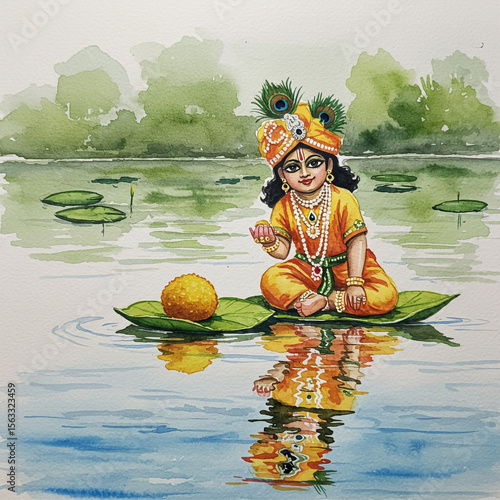 Little Krishna on a Lotus L...