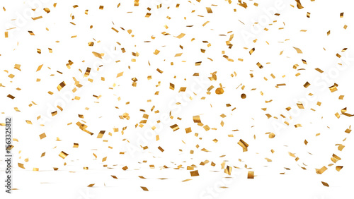 Elegant gold confetti isolated on transparent background (PNG format). Perfect for luxury celebration, New Year, weddings, and party-themed designs. High-resolution, no shadow, ready to use.