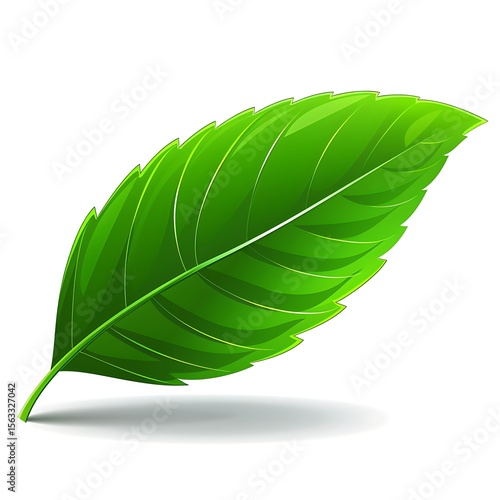 Vivid green leaf illustration showcasing organic freshness and natural vitality concept