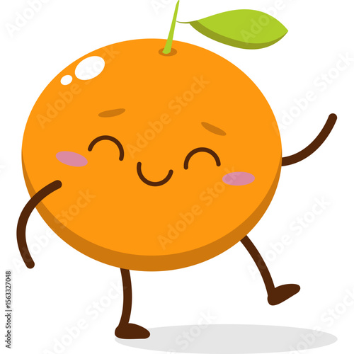 Cute orange character kawai vector for orange mascot. happy face, winking eye,. smile