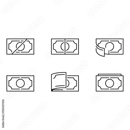 Minimalist Line Art Icons Money Finance Banking Payment Currency Budget Expense Income Transaction Savings