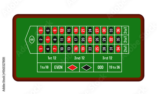 Roulette table. Vector 3d illustration isolated on white background.