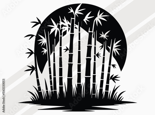Bamboo Forest Silhouette Art Print for Zen and Nature Inspired Home Decor