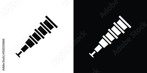 Boat Telescope icon Set collection. Vector silhouette.