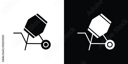 cement mixers icon Set collection. Vector silhouette.