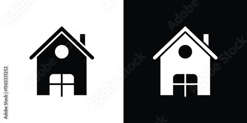 Chalet icon Set collection. Vector silhouette.