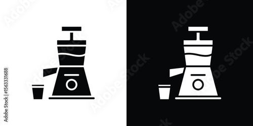 Cold pressed juicer icon Set collection. Vector silhouette.