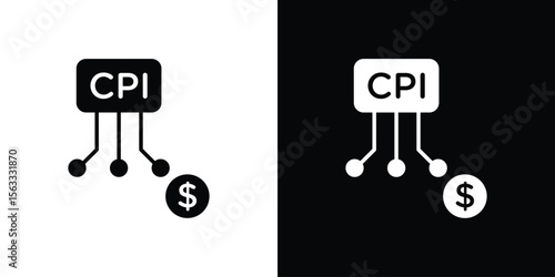 Consumer prices index icon Set collection. Vector silhouette.