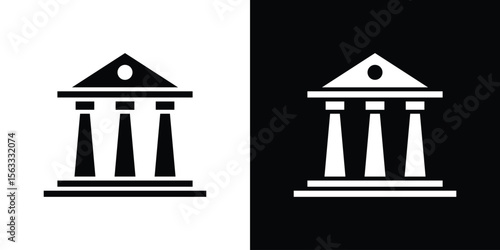 Courthouse icon Set collection. Vector silhouette.