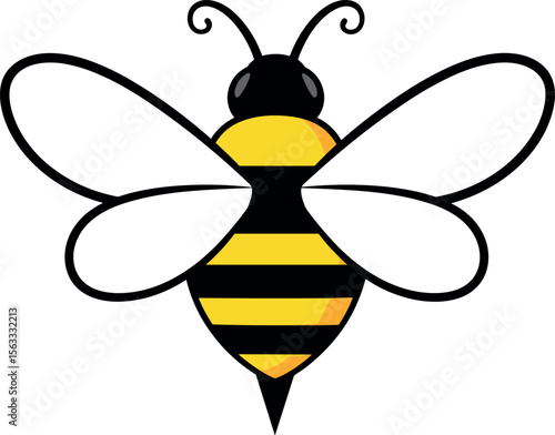 bee. simple yellow and black bumblebee art. honey bee symbol. transparent png and vector illustration