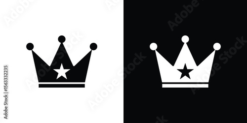 Crown icon Set collection. Vector silhouette.