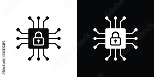 Cyber security icon Set collection. Vector silhouette.