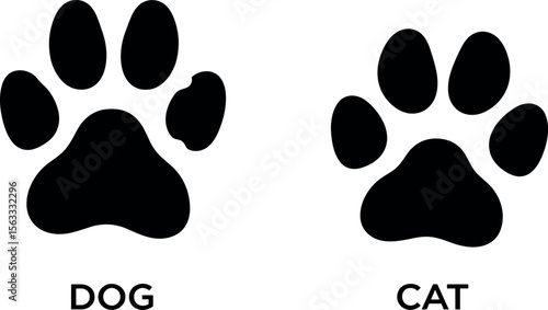 cat and dog paw print. transparent png and vector illustration.