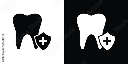 Dental insurance icon Set collection. Vector silhouette.