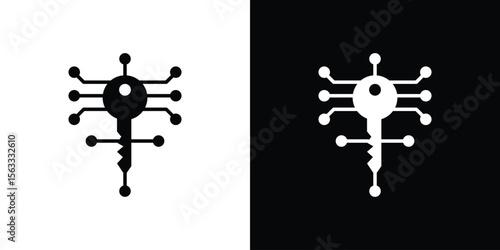 Digital key icon Set collection. Vector silhouette.