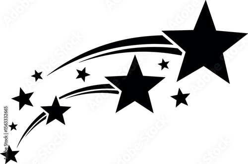 falling star. simple shooting stars symbol. transparent png and vector illustration.