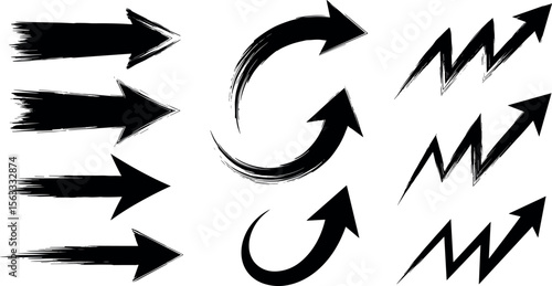 hand drawn painted arrow, set of arrows. vector illustration on transparent background