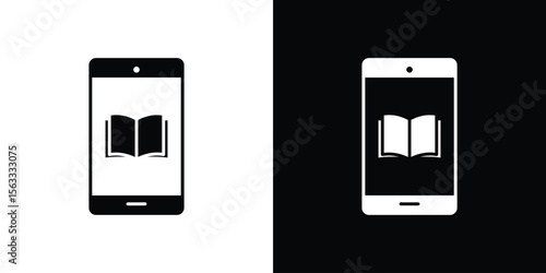 Ebook icon Set collection. Vector silhouette.