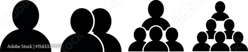 people group icons. small, medium and large group symbol set. transparent png and vector illustration