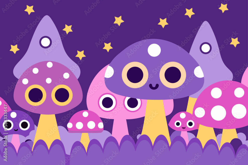 Obraz premium Magical Forest Edge with Glowing Mushrooms Design