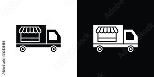 Food truck icon Set collection. Vector silhouette.
