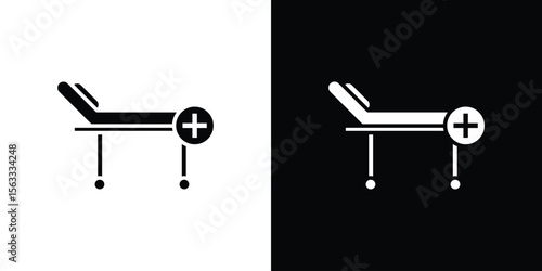 Hospital bed icon Set collection. Vector silhouette.