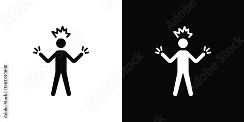 Irritated human icon Set collection. Vector silhouette.