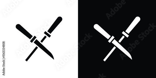 Knife sharpener icon Set collection. Vector silhouette.