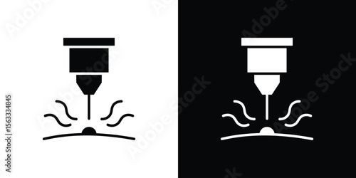 Laser machine icon Set collection. Vector silhouette.