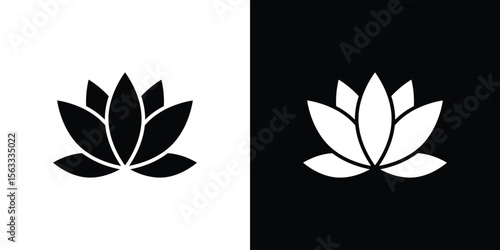 Lotus flower icon Set collection. Vector silhouette.
