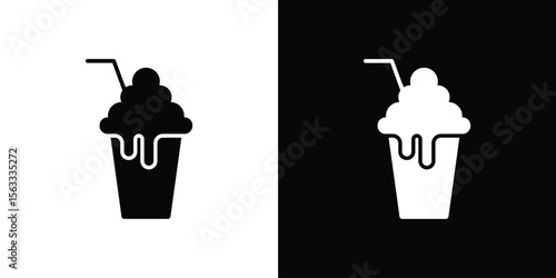 Milkshake icon Set collection. Vector silhouette.