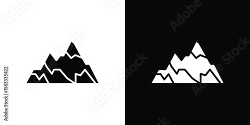 Mountain icon Set collection. Vector silhouette.