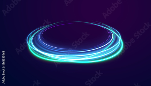 png futuristic curve line rotation with neon trace lens swirl ellipse glow brilliant light wind transparent shine sparkle circle wave speed magic background dynamic

