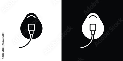 Oxygen mask icon Set collection. Vector silhouette.