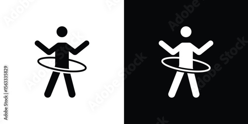 People Hula hop icon Set collection. Vector silhouette.