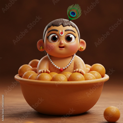 Cute Bal Gopal Immersed in ...