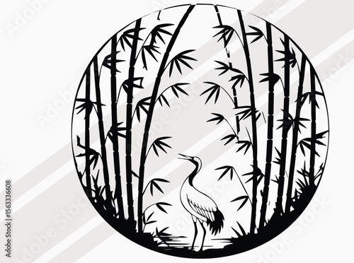 Bamboo Forest Silhouette Art Print for Zen and Nature Inspired Home Decor