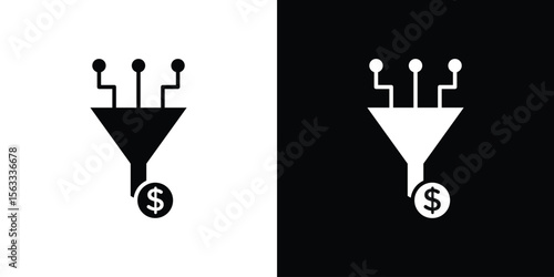 Sales funnel icon Set collection. Vector silhouette.