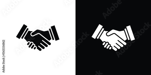 Shake hands icon Set collection. Vector silhouette.