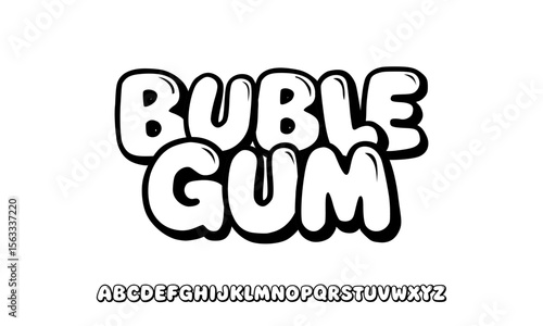 Buble alphabet letters, plump font design. Modern hand drawn vector illustration. Trendy English type
